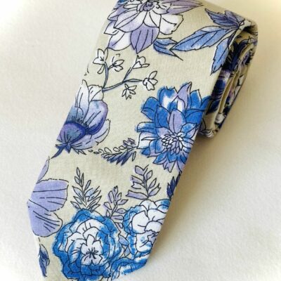 FLORAL TIE BEIGE AND BLUE