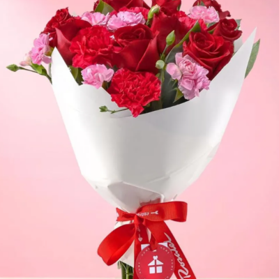 RED ROSES AND CARNATIONS